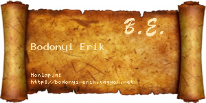 Bodonyi Erik névjegykártya
